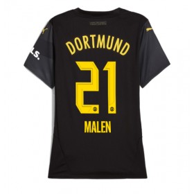 Dámské fotbalový oblečení Borussia Dortmund Donyell Malen #21 Venkovní košile 2024-25 Krátkým Rukávem